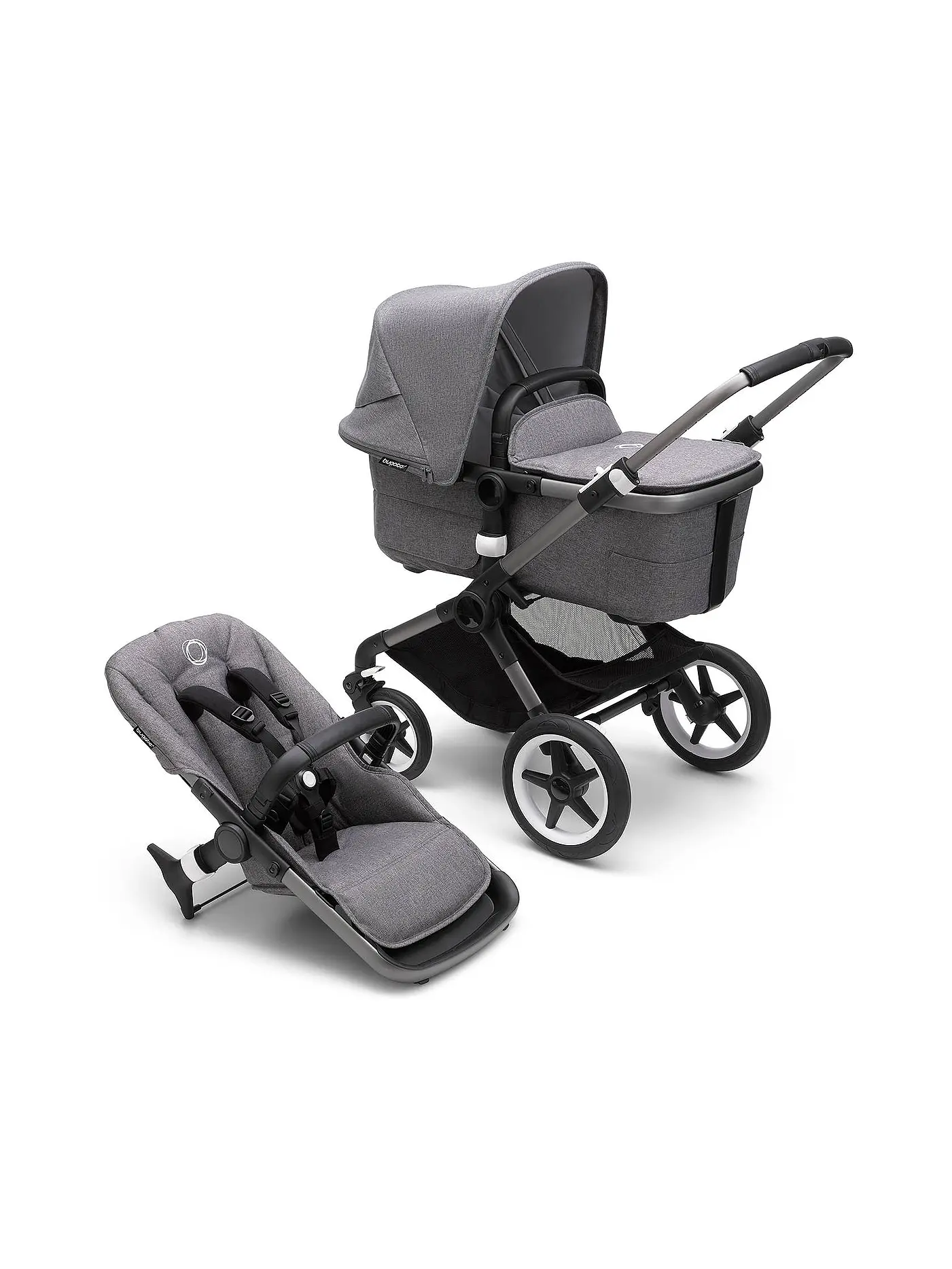 BUGABOO | Kombikinderwagen Fox3 Komplett Set Schwarz / Gruen | grau